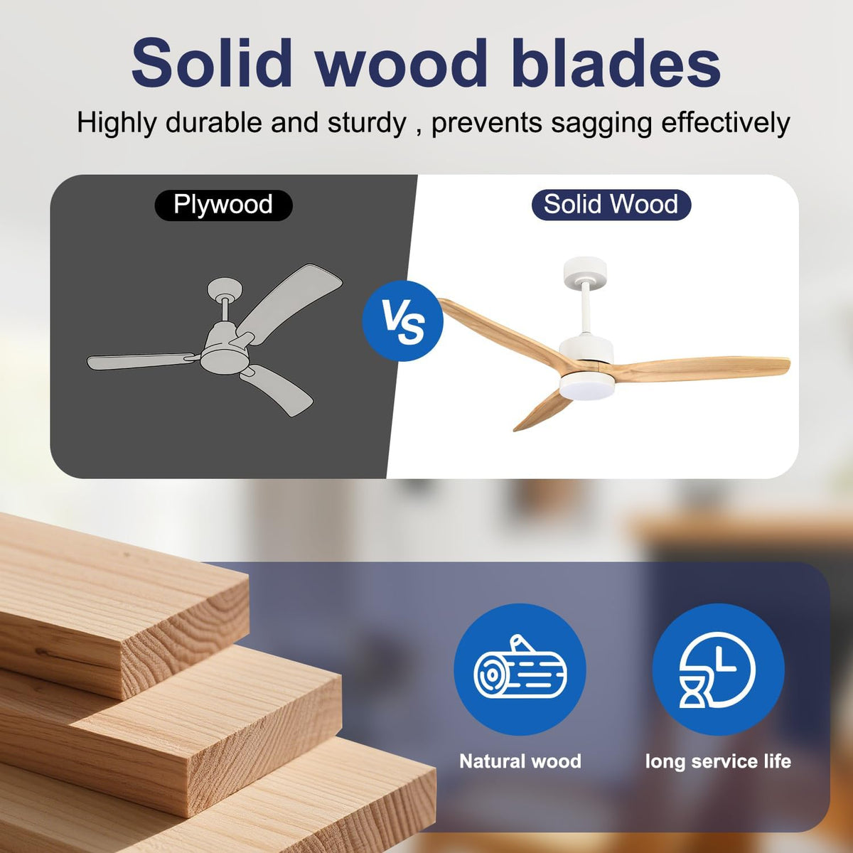 TCL 52" Natural Wood Downrod Ceiling Fan with Light & Remote