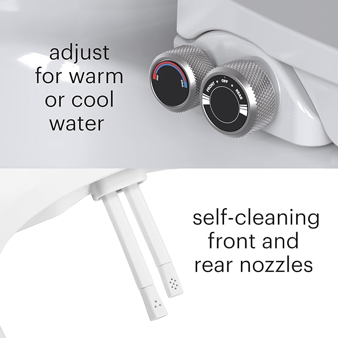 Brondell Swash Bidet Toilet Seat, Non-Electric, Dual Temperature, Fits Round