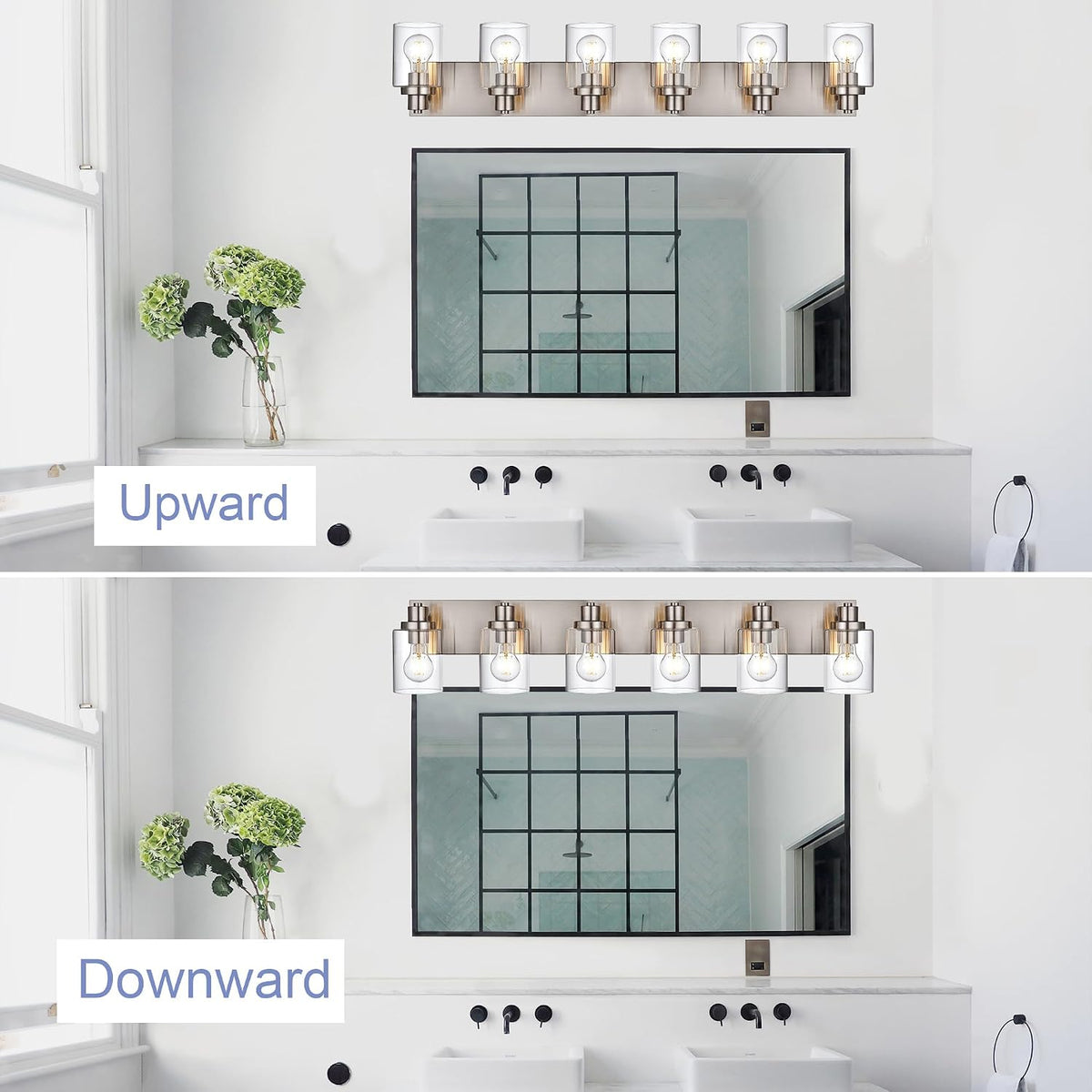Brushed Nickel Vanity Light for Bathroom Light Fixture 6 Light