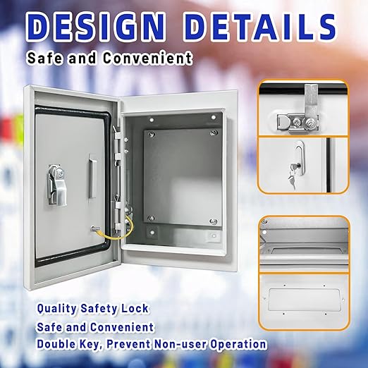Outdoor Electrical Box 10 x 8 x 6''D NEMA 4X Enclosure Steel Box, Wat...