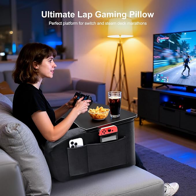 Lap Desk for Adults with Arm Rests, Ergonomic Laptop Pillow Stand for Bed
