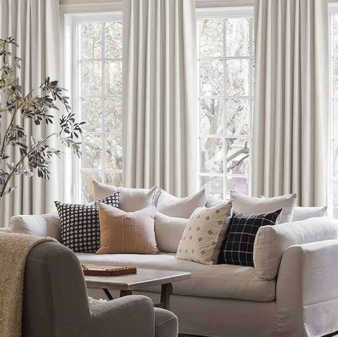 Birch Lush Decor Curtains for 104-106 Inch Windows 2 Panel Sets, 104 Inch Tall