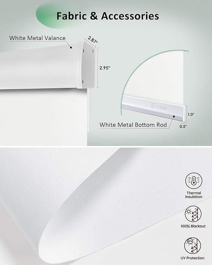 Yoolax Motorized Blinds App Control, Cordless Automatic Shades Roller Window
