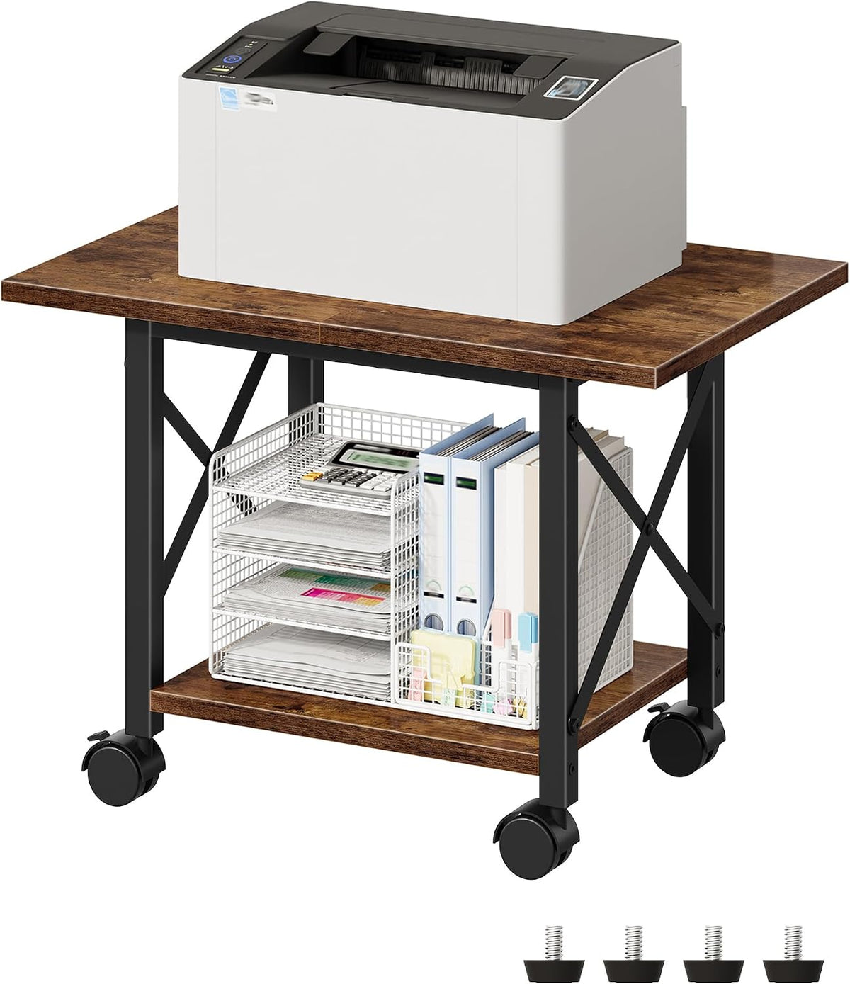 CHOEZON 23.6" Printer Stand, with Locking Wheels Adjustable Feet