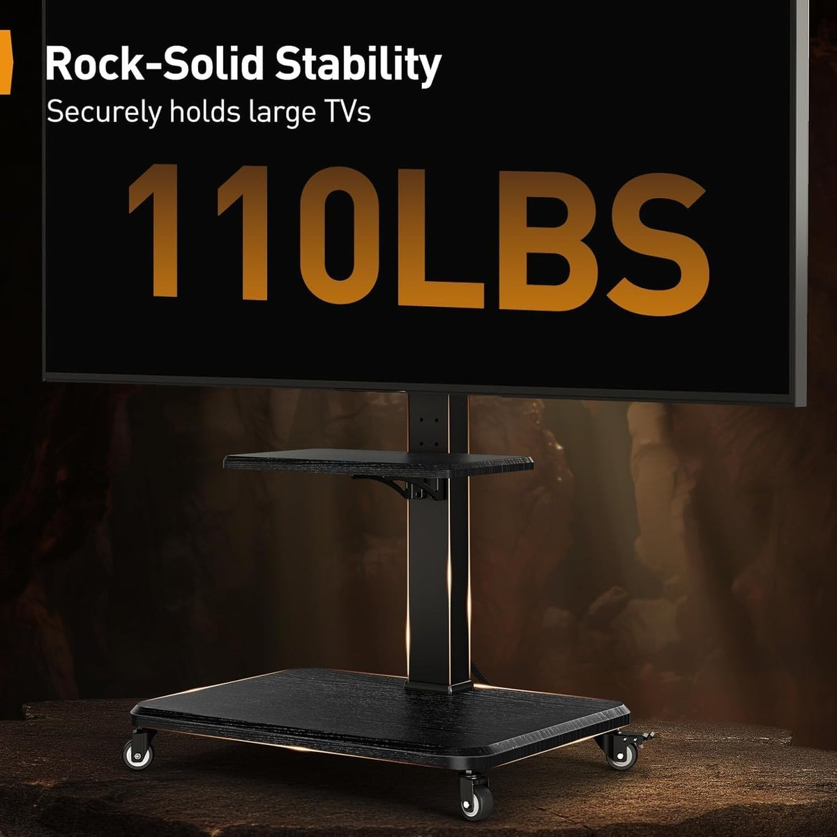 Perlegear Mobile TV Stand with Power Outlet, Tilt & Swivel Rolling TV Sta...