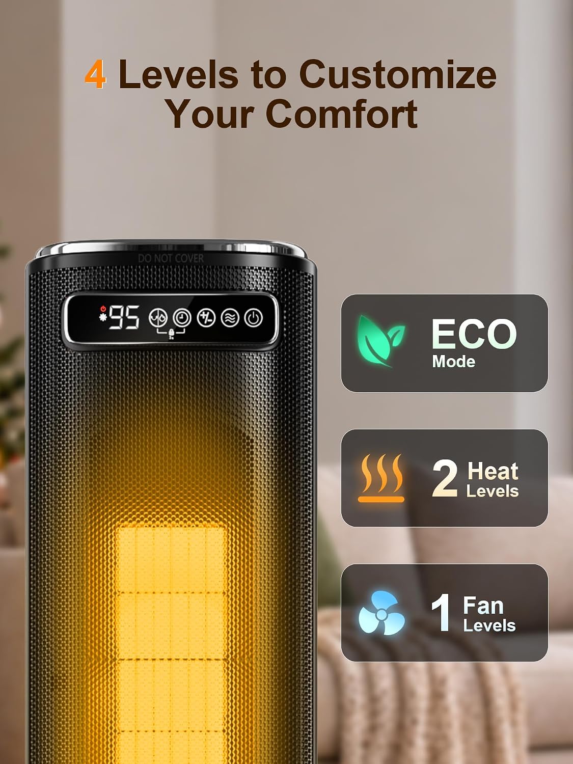 Uthfy 33'' Space Heaters for Indoor Use, 1500W Electric Heaters, 3D F...