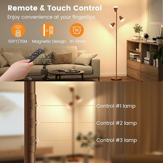 SIBRILLE 36W LED Tree Floor Lamp, Dimmable Tall Standing Lamp