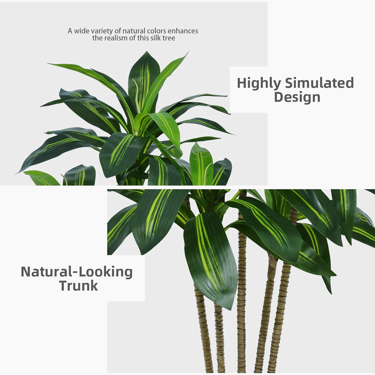 Artificial Plant 5FT Dracaena Fake Tree with Black Tall Planter