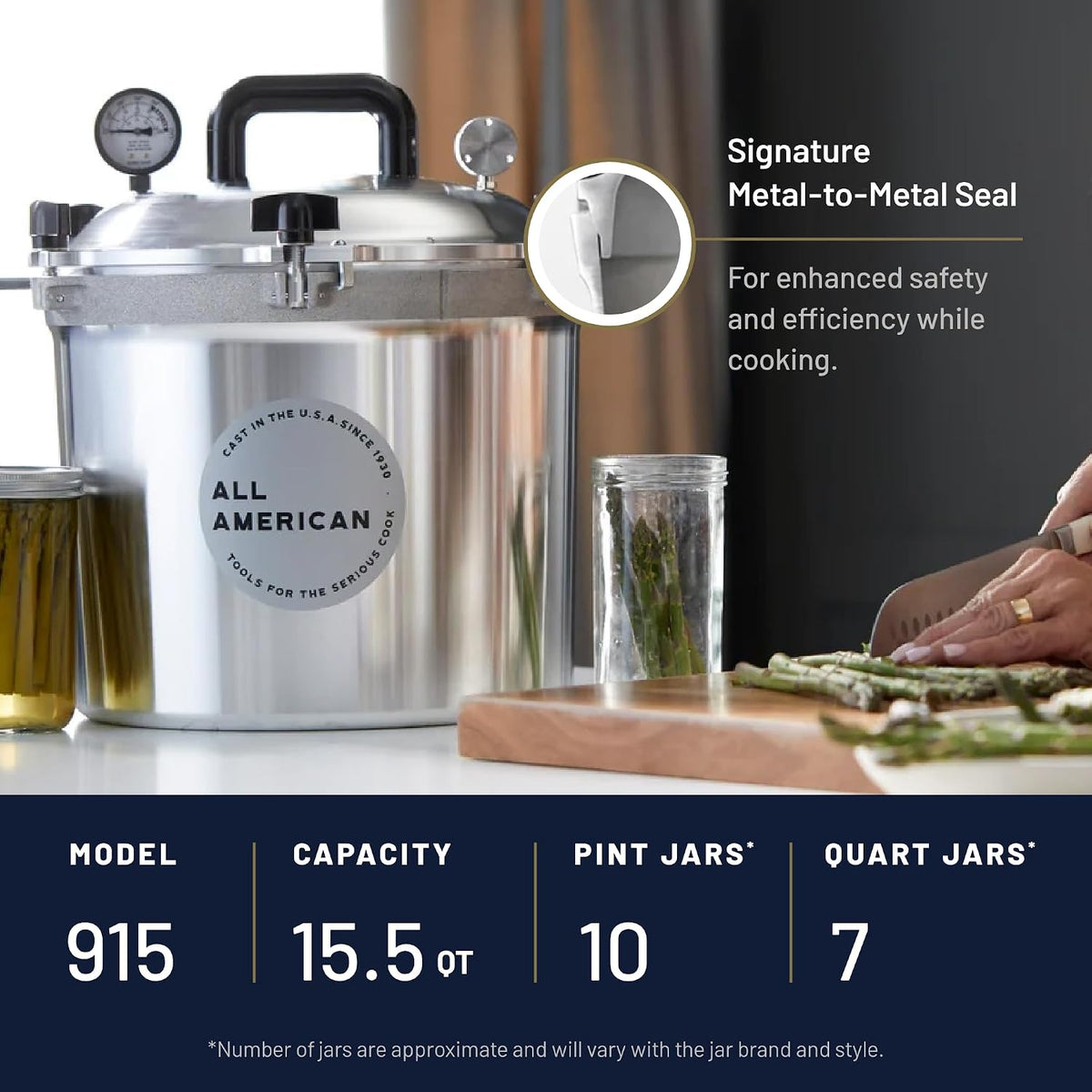 All American 1930 Pressure Cooker/Canner (915), 15.5 Quart, Original Silver