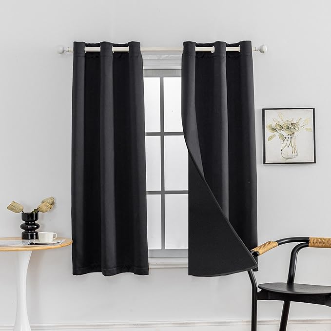 Anytime 100% Blackout Curtain 2 Panels Set, Thermal Insulated Window Drapes