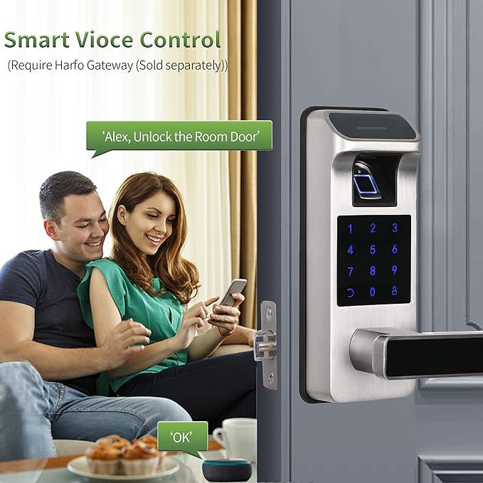 Harfo Smart Door Lock, Heavy Duty 5 in 1 Keyless Entry Door Lock, Full App