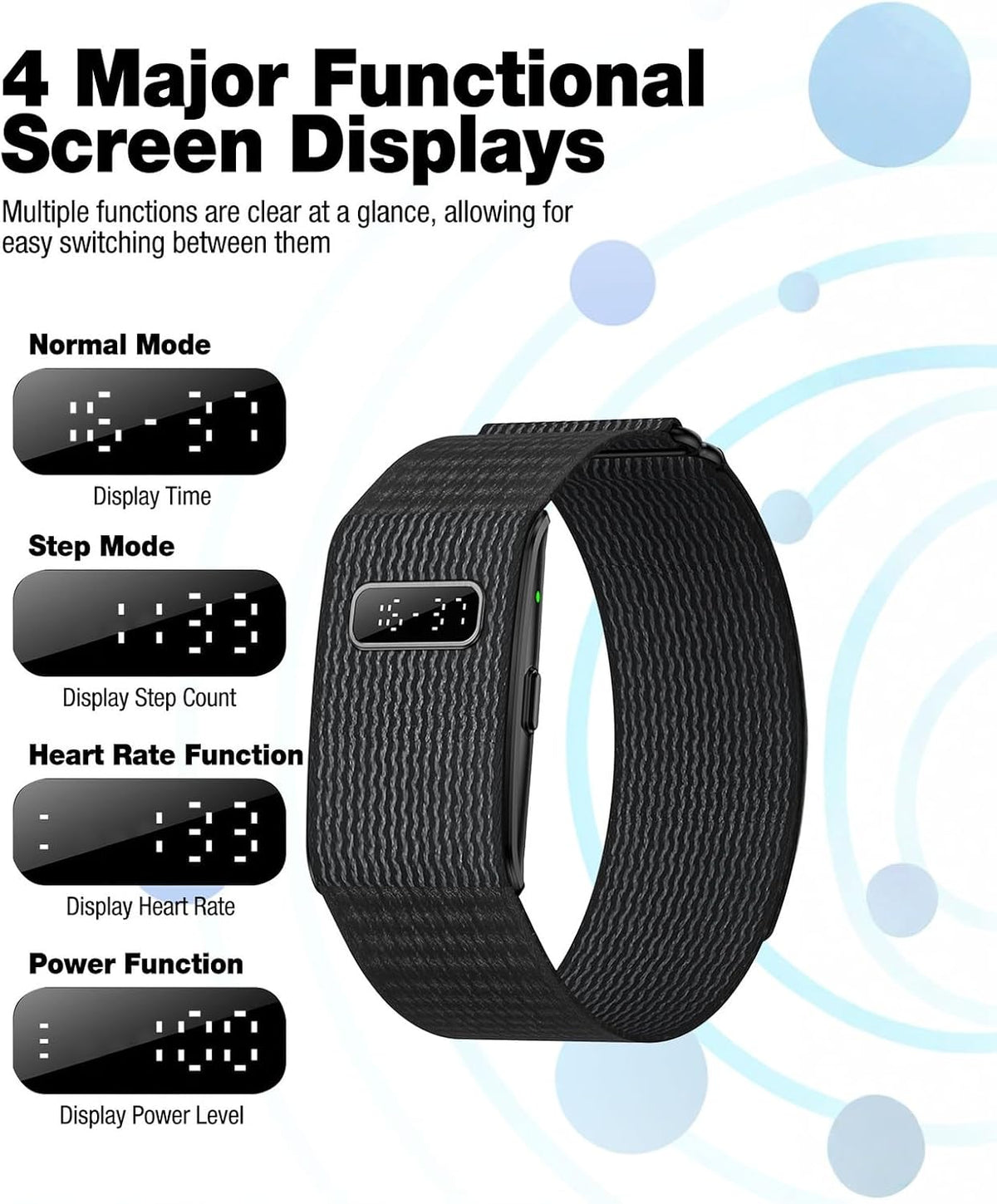 50+ Days Battery Life Fitness Tracker with Micro LED Display (Black)