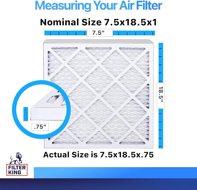 Filter King 7.5x18.5x1 Air Filter | 4-PACK | MERV 8 HVAC Pleated A/C Furnace