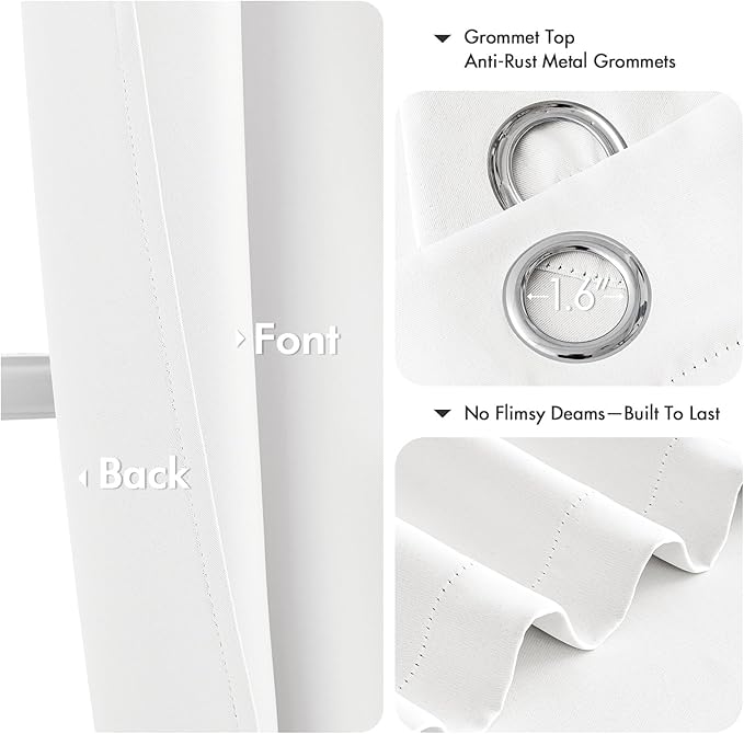 MIULEE Pure White Blackout Curtains