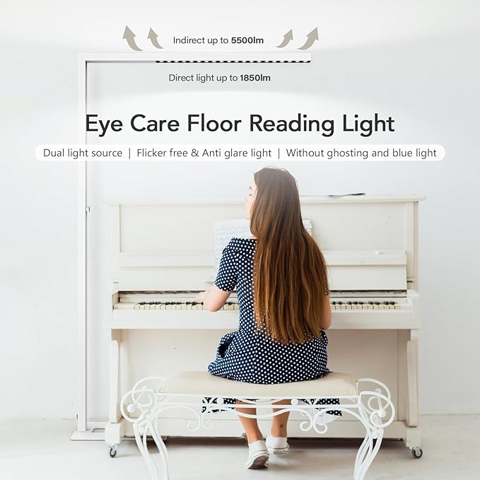 STERREN 77" LED Floor Lamp for Office, 7350LM Dimmable Eye-Care Standing...