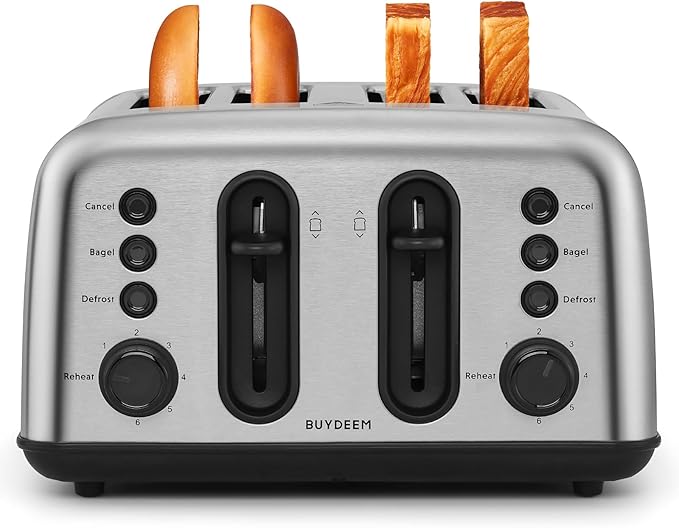 BUYDEEM DT440 4 Slice Toaster, Stainless Steel Toaster