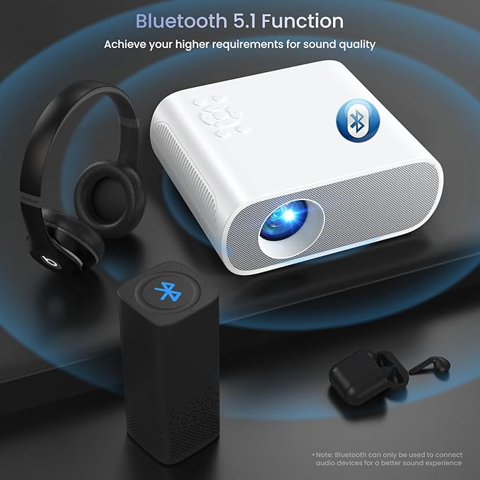 HOMPOW Projector, Native 1080P Full HD Bluetooth Projector