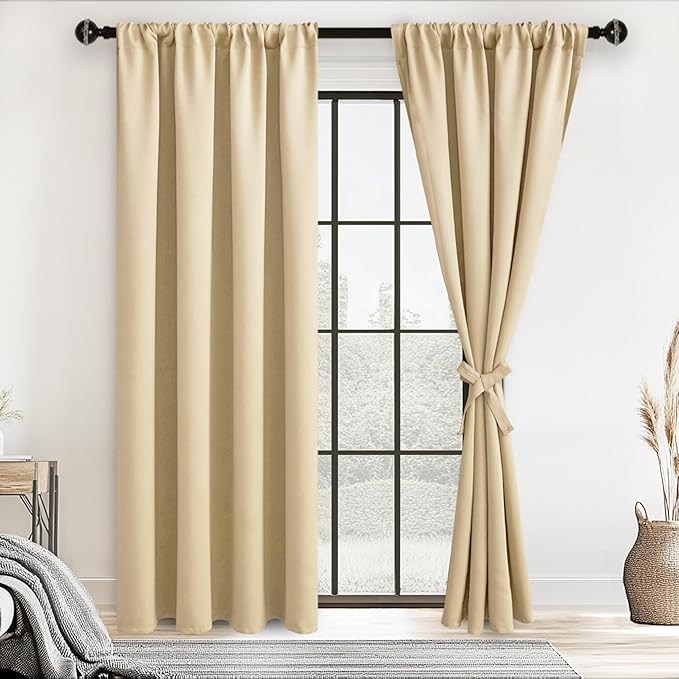JIUZHEN Blackout Curtains for Bedroom– Thermal Insulated, Noise Reducing Room