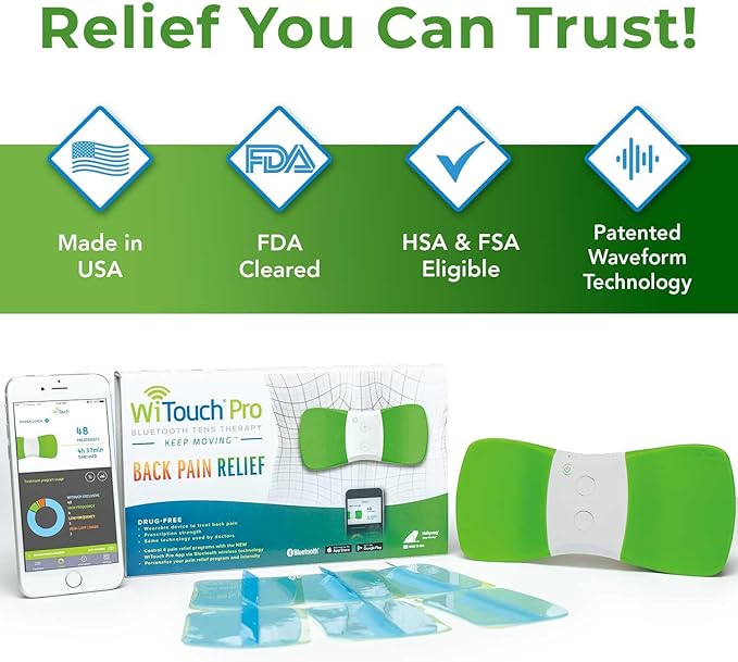 WiTouch Pro Bluetooth TENS Unit – Wireless Lower Back Pain Relief Device | (3...