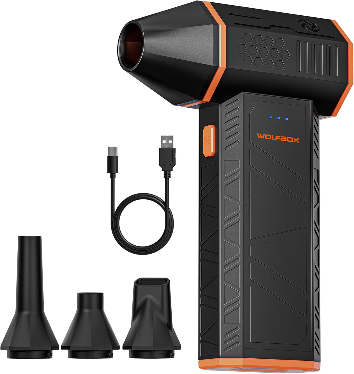 WOLFBOX MegaFlow 50 Compressed Air Duster, 110,000 RPM, 3-Gear Adjustable