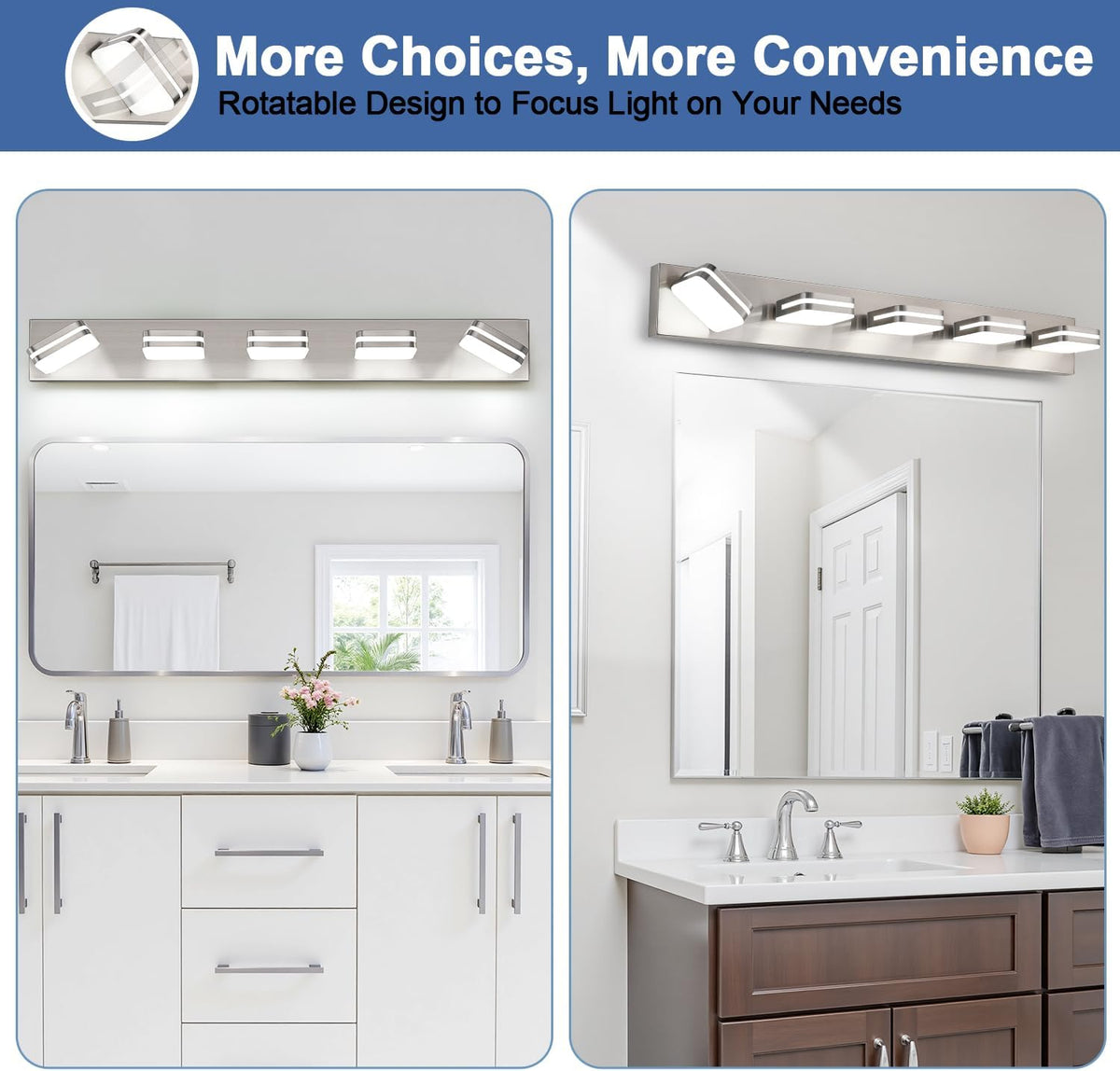 Torondo 360° Rotate LED Bathroom Vanity Light Fixtures, Acrylic Vanity Lights...