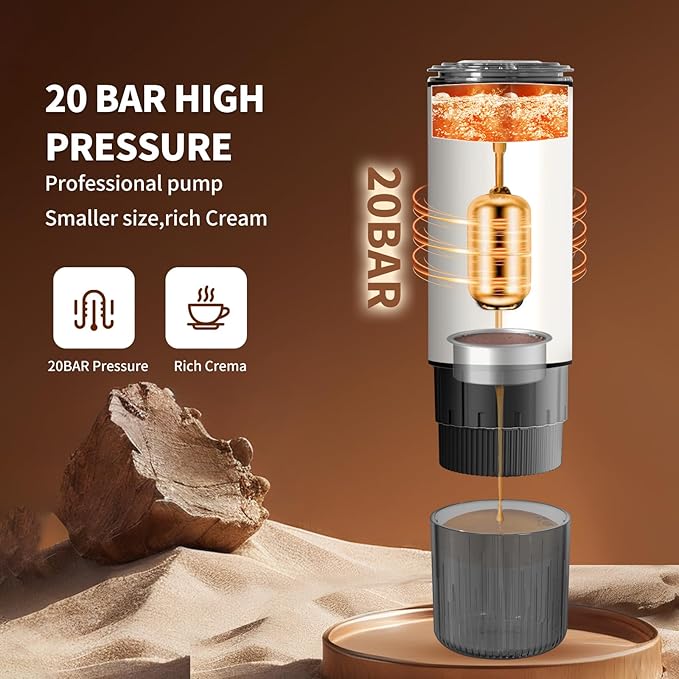 Leozora Portable Espresso Maker, 20Bar Professional Pressure, Stainless Steel