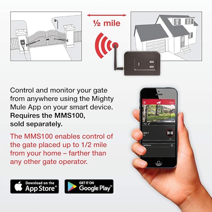 Mighty Mule Gate Opener, Solar and Smart Ready, Heavy Duty Automatic Gate Opener