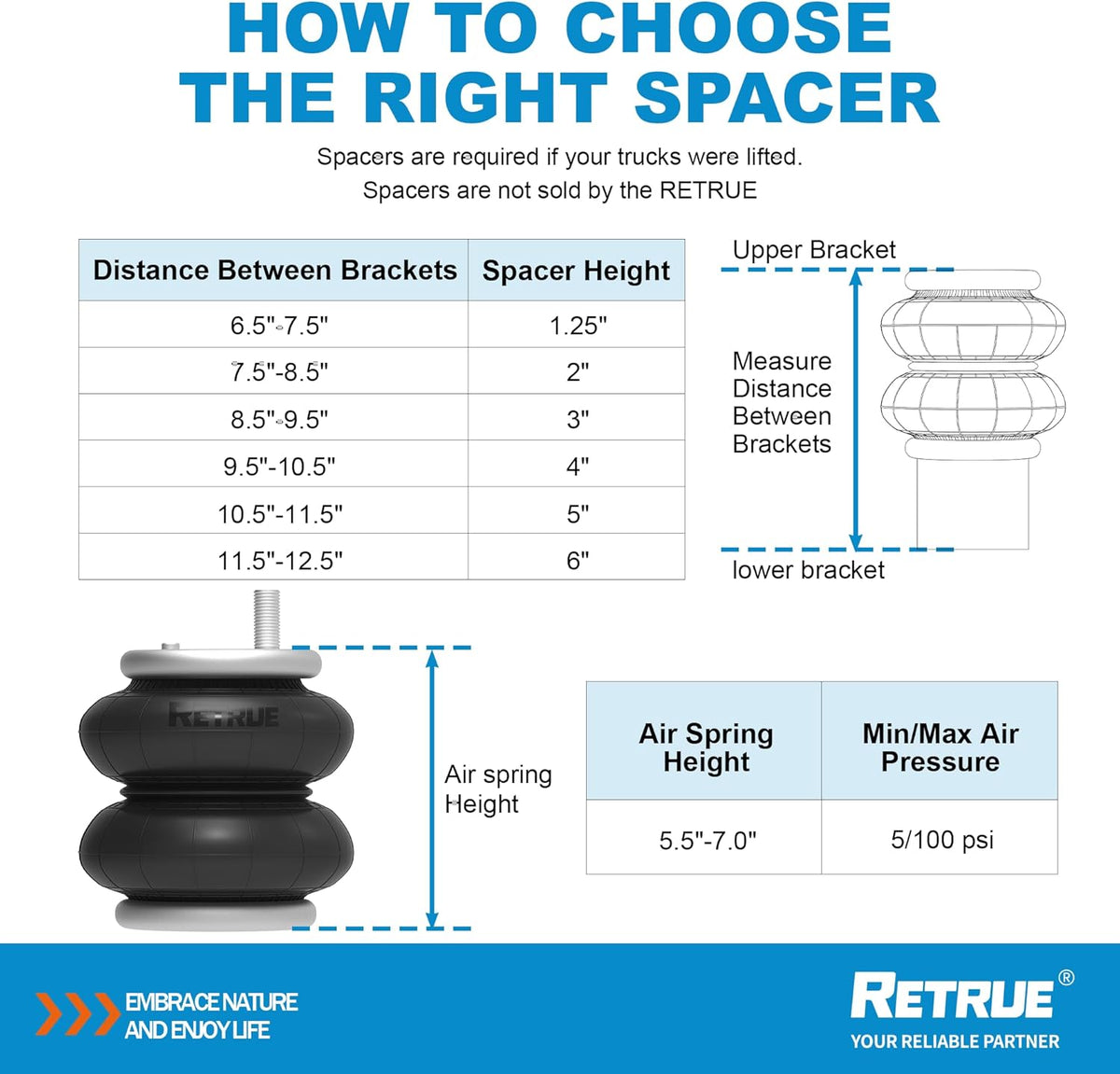 RETRUE Rear Air Bags Suspension Kit for Silverado Sierra 2500HD 3500HD