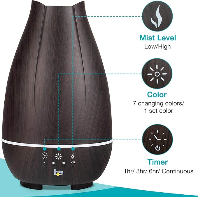 HealthSmart Essential Oil Diffuser, Cool Mist Humidifier and Aromatherapy (Pa...