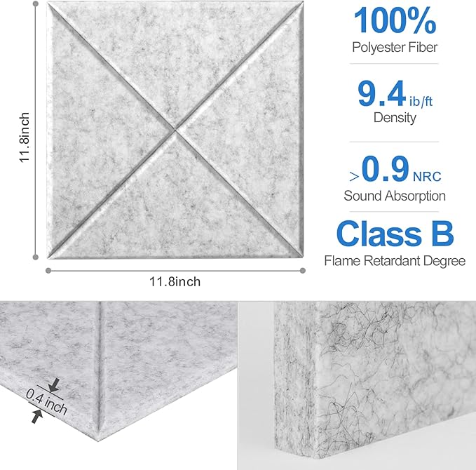 Sonicism 12 Pack X-Lined Acoustic Panels