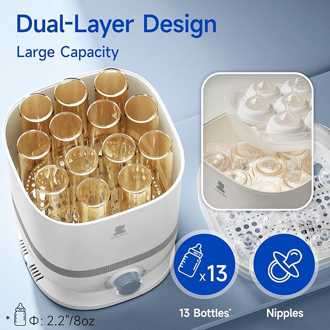 Snow Bear Baby Bottle Sterilizer and Dryer, 6-in-1 Electric Steam Bottle