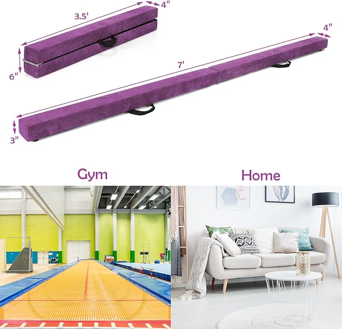 Giantex 7FT/8FT/9FT Balance Beam, Folding Gymnastics Beam w/Carry Handles