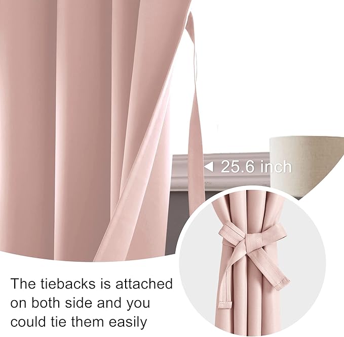 JIUZHEN Blush Pink Blackout Curtains