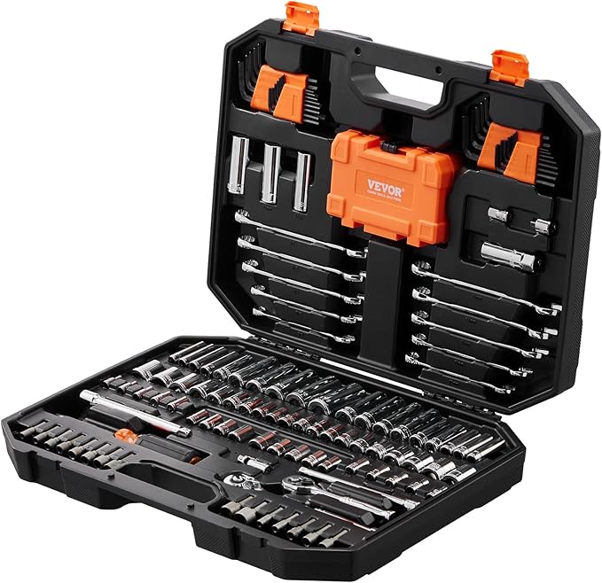 VEVOR Mechanics Tool Set and Socket Set, 1/4" and 3/8" Drive Deep a...