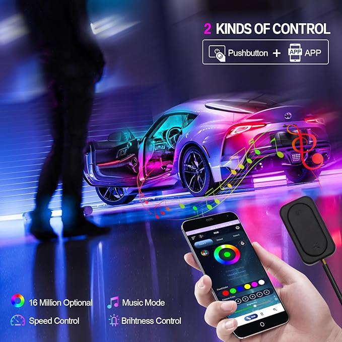 New Version Dreamcolor Acrylic Interior Car Lights 6 in 1 RGB LED Strip Lights