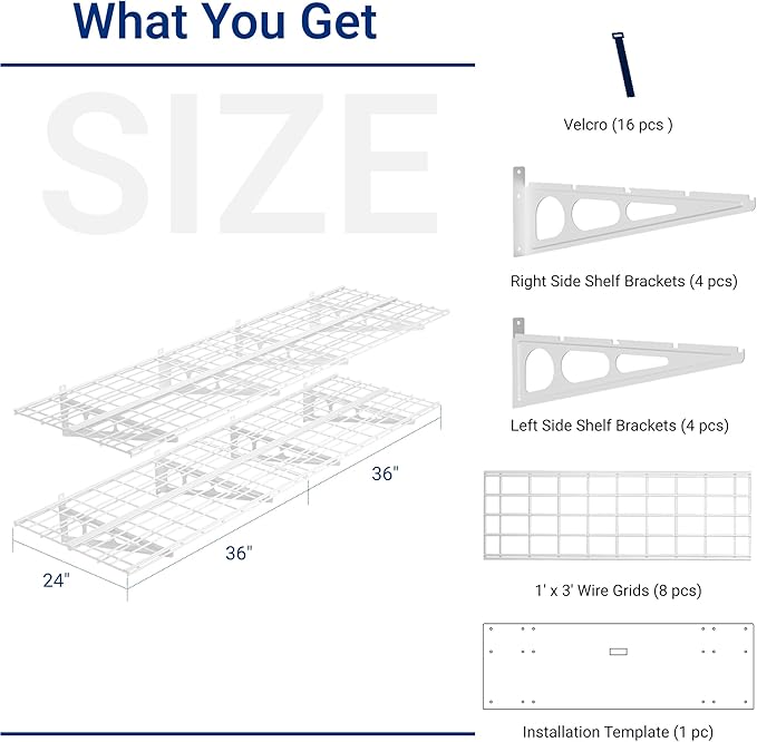 FLEXIMOUNTS 2-Pack 2x6ft 24-inch-by-72-inch Wall Shelf Garage Storage Rack