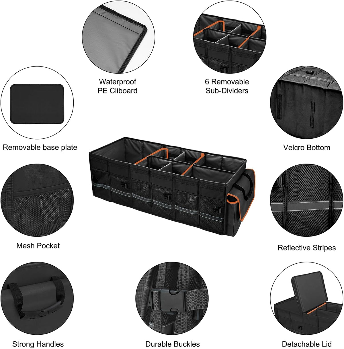 Car Trunk Organizer and Storage with Lid & Removable Leakproof Cooler Bag...