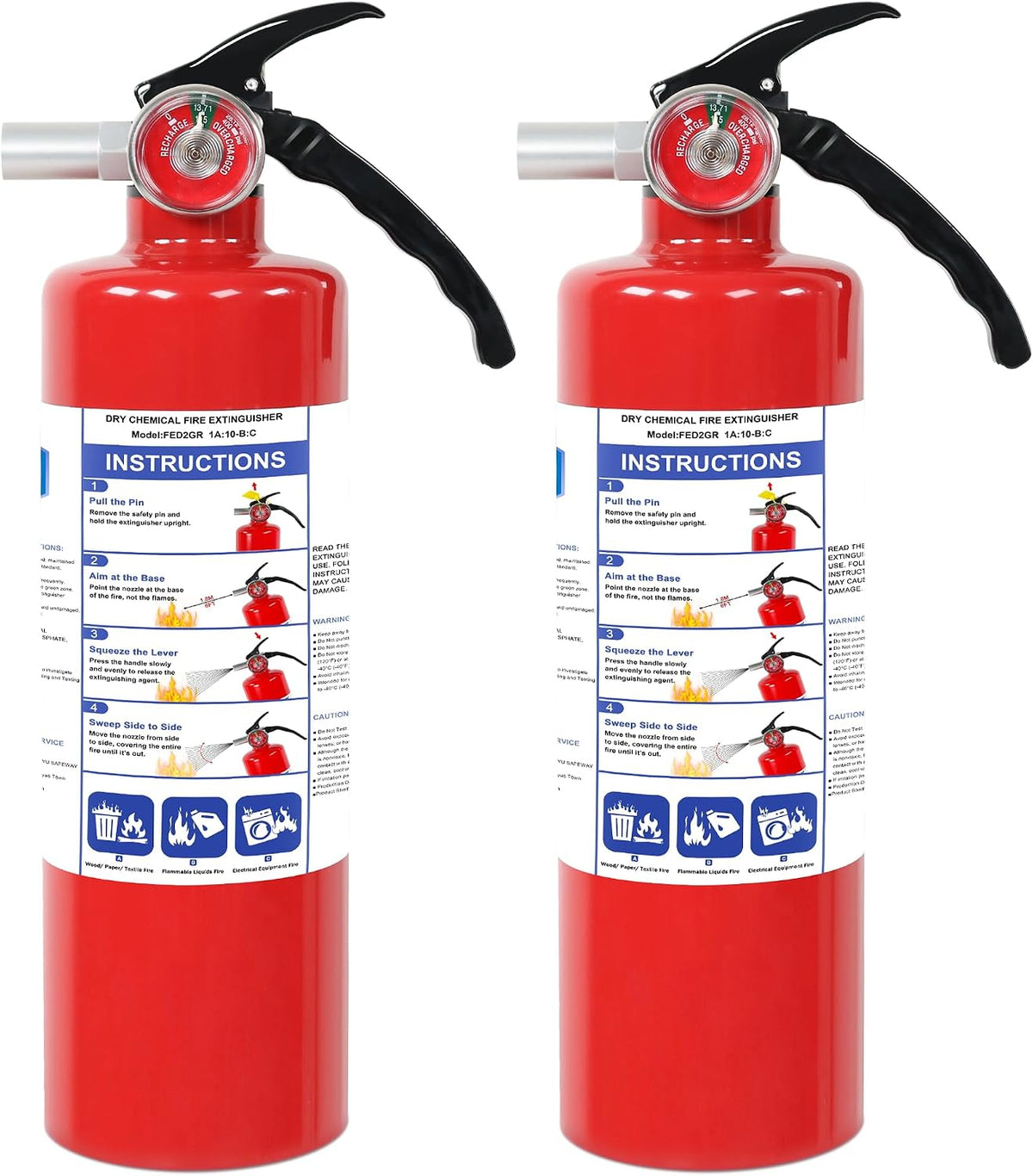 2 Pack ABC Dry Chemical Fire Extinguishers with Mount