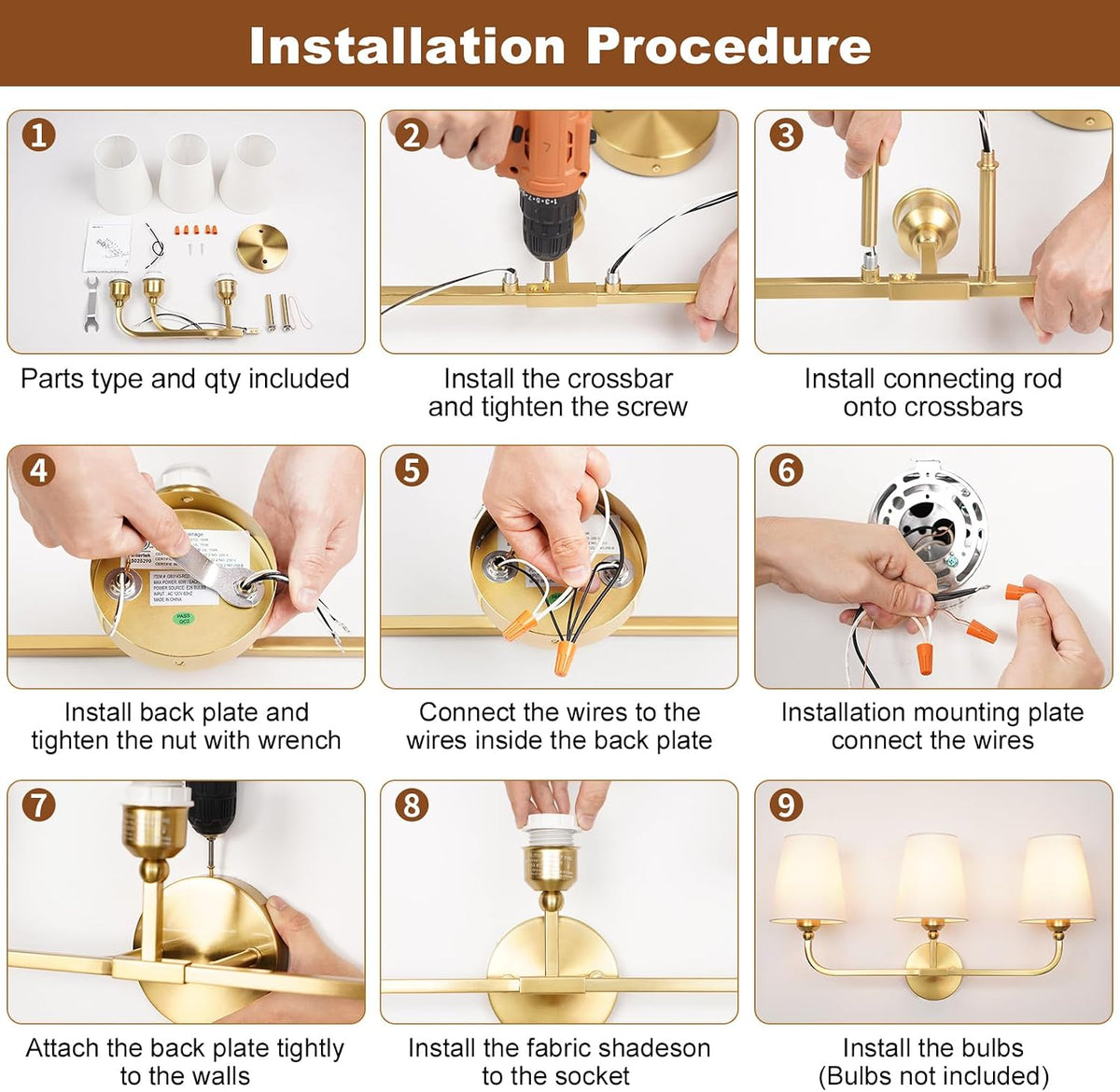 Bathroom Vanity Light, Brushed Gold Bathroom Lighting Fixtures Over Mirror