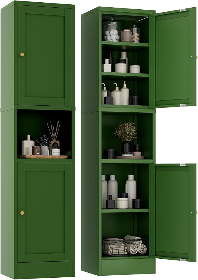 2-Door Metal Storage Cabinet, Tall Slim Pantry Organizer