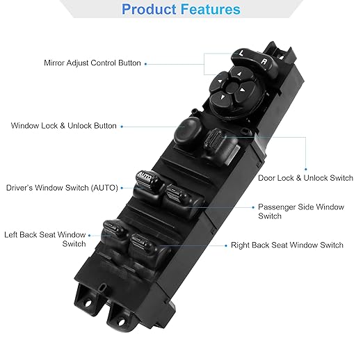 BASIKER Master Power Window Switch and Bezel, Driver Side Window Switch Bezel