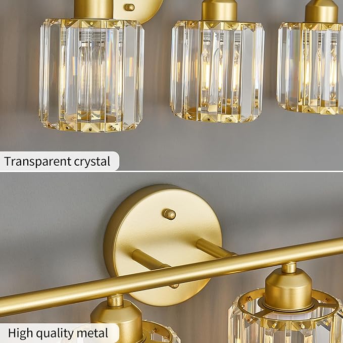 FDPBY Modern 4 Light Crystal Vanity Light, Compatible