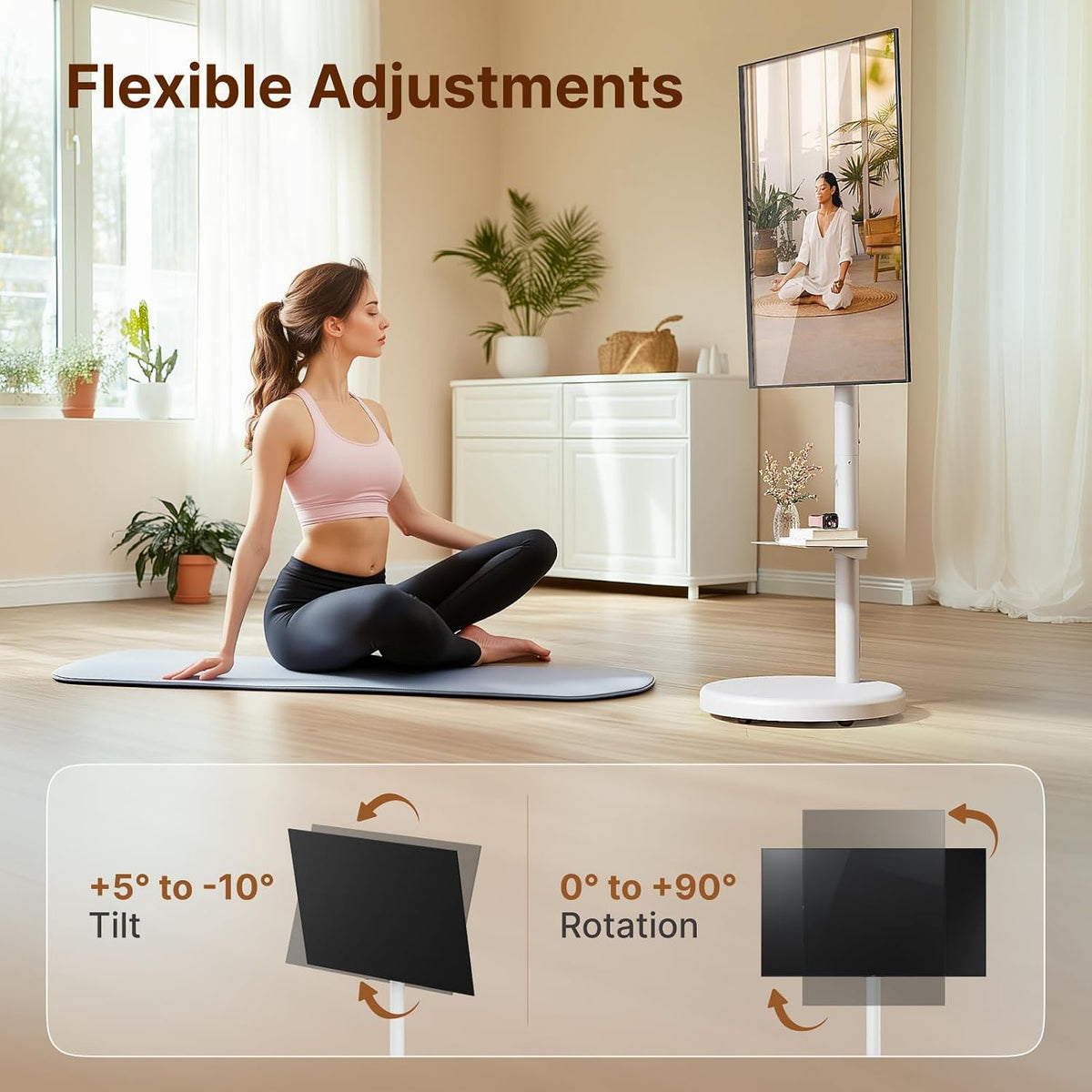Rolling TV Stand for 37-86" TVs, 110 lbs, White