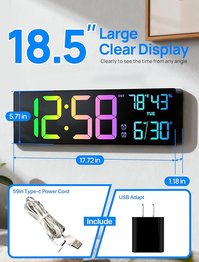18.5" Large Digital Wall Clock