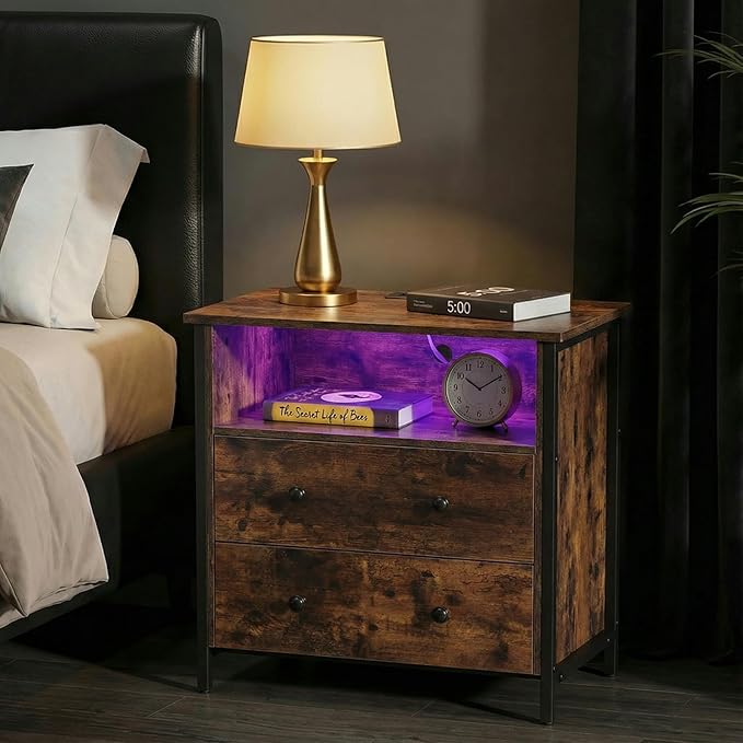 Tykacna 27 Inch Wide Night Stand, Large Wood Night Stand