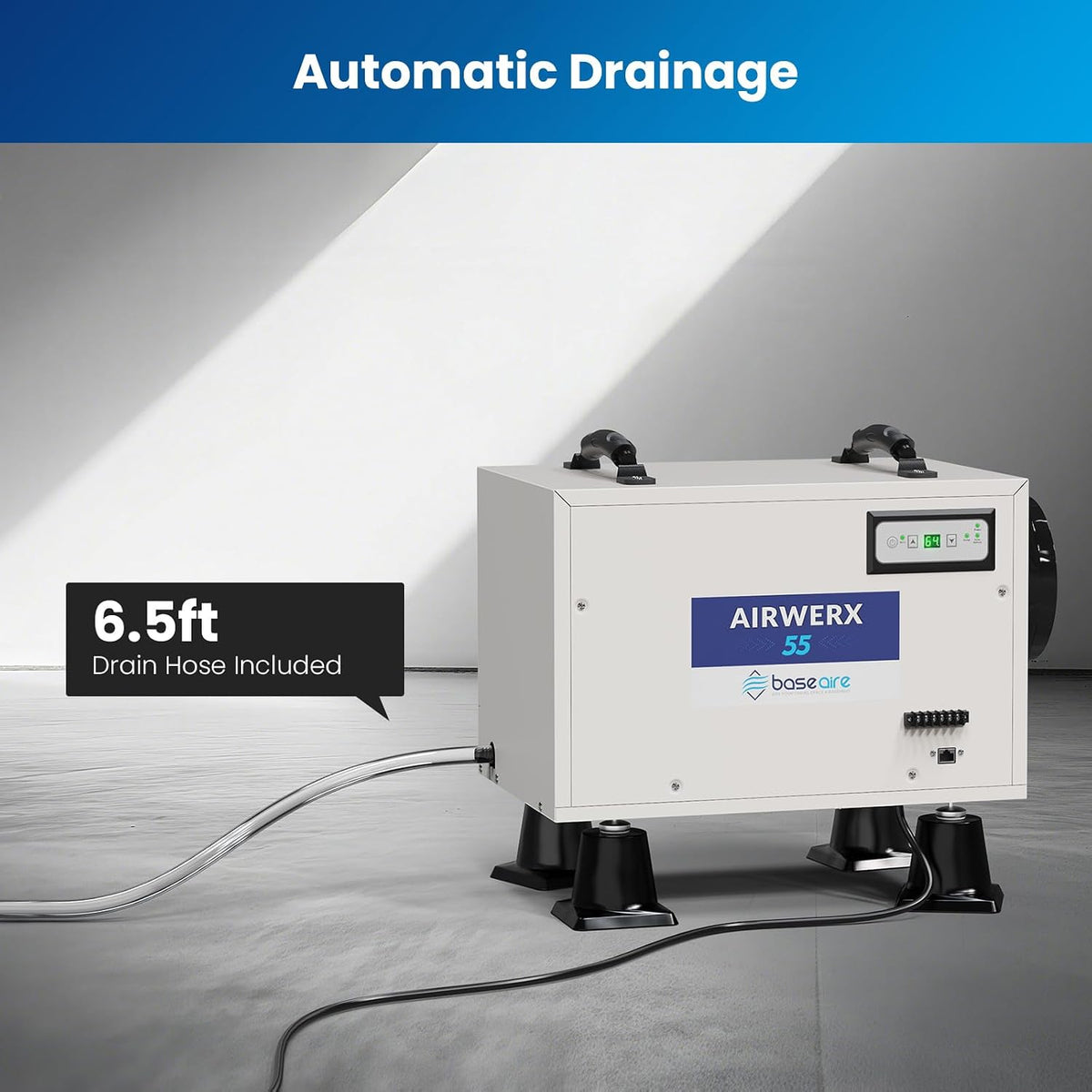 BaseAire 113 Pint Crawl Space Dehumidifier with Drain Hose