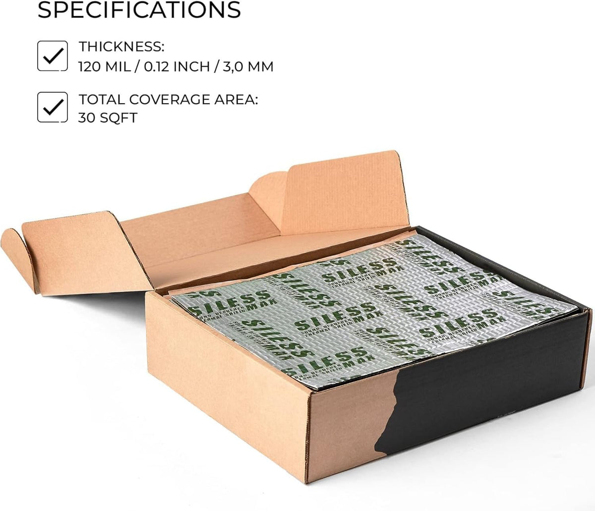 Siless Max 120 mil 30 sqft Car Sound Deadening mat - Butyl Automotive Sound D...