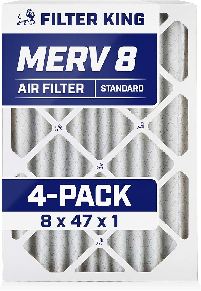 Filter King 8x47x1 Air Filter | 4-PACK | MERV 8 HVAC Pleated A/C Furnace