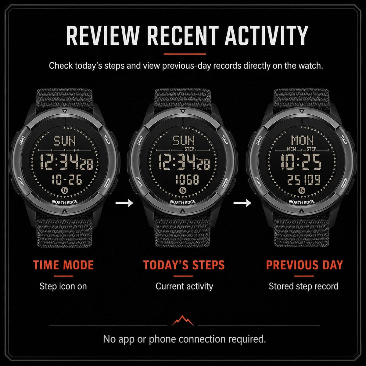 NORTH EDGE ALPS Outdoor Digital Compass Watch for Men