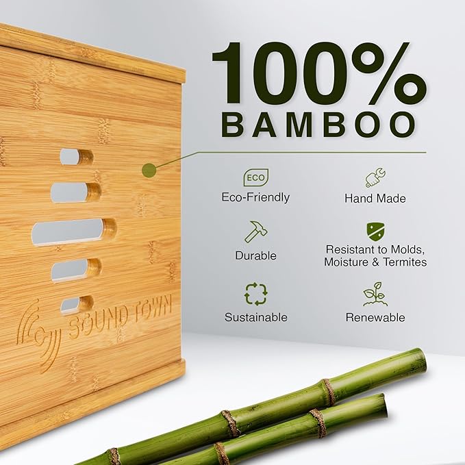 Sound Town DIY 4U Solid Bamboo Studio Rack w/ 14.2" Depth, Ventilation